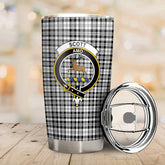 Scott Black & White Modern Tartan Crest Tumbler